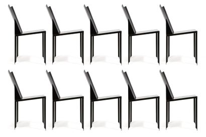Martin Szekely Commande spéciale Suite de dix chaises en métal laqué noir 1985 H_77,5...