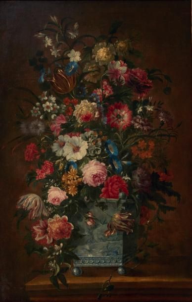 ATTRIBUÉ À JEAN BAPTISTE BOSSCHAERT (1667 - 1746) Bouquet de fleurs dans un vase...