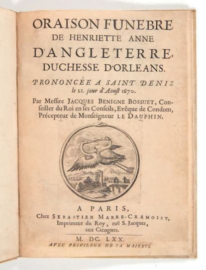 BOSSUET (Jacques Bénigne) 

Collection des 6 principales oraisons funèbres de Bossuet:

-...