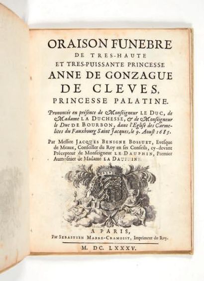 BOSSUET (Jacques Bénigne) 

Collection des 6 principales oraisons funèbres de Bossuet:

-...