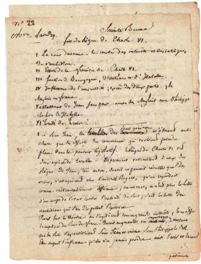 Charles-Augustin sainte-beuve (1804-1869) 

Manuscrit autographe signé, Fin du Règne...