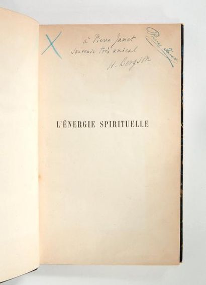 BERGSON, Henri 

? L'Énergie spirituelle Paris, Félix Alcan, 1919

ÉDITION ORIGINALE....