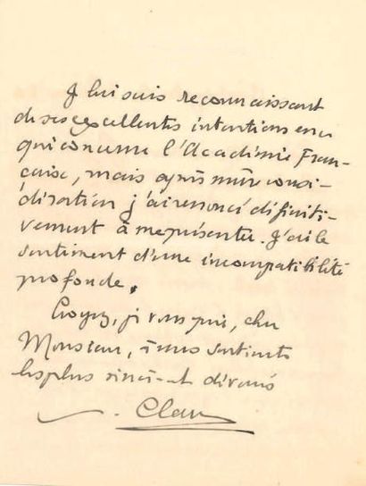 Paul claudel (1868-1955) 

2 L.A.S., Washington février-mars 1930, à Francisque Gay...