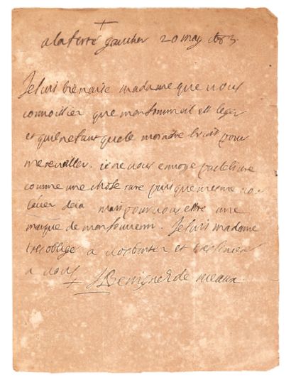 BOSSUET (Jacques-Bénigne) 

Lettre adressée à madame de Béringhen. La Ferté-Gaucher,...
