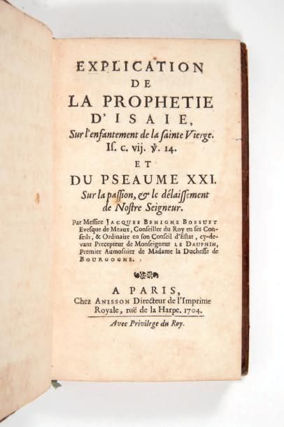 BOSSUET (Jacques Bénigne) 

Explication de la prophetie d'Isaie, Sur l'enfantement...