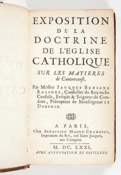 BOSSUET (Jacques Bénigne) 

Exposition de la doctrine de l'Église catholique sur...