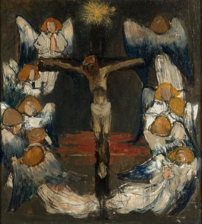 Henri Evenepoel (1872-1899) Le Christ et les anges, 1894
Huile sur toile marouflée...