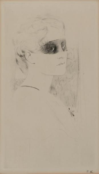 Fernand Khnopff (1858-1921) Un masque, 1899
Pointe sèche.
Initiales F.K. en bas à...