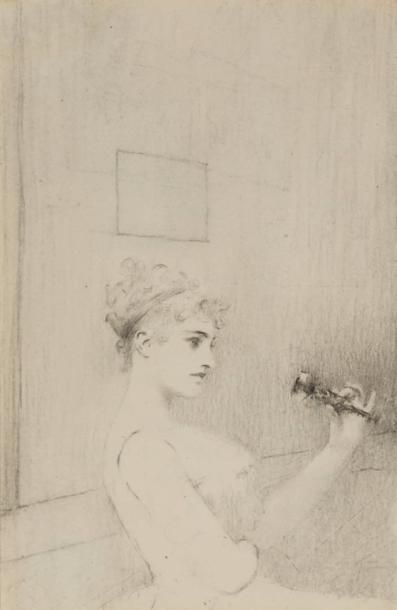 Fernand Khnopff (1858-1921) Etude de femme, ca 1914
Crayon sur papier.
H_18 cm L_11,5...