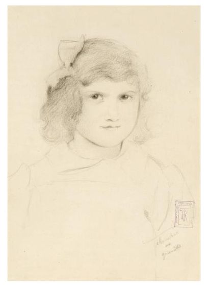 Fernand Khnopff (1858-1921) Etude d'enfant, 1903
Crayon sur papier.
Monogrammé en...