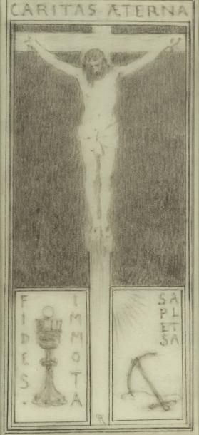 Fernand Khnopff (1858-1921) Caritas Aeterna, ca 1917
Crayon et fusain sur papier.
Monogrammé...