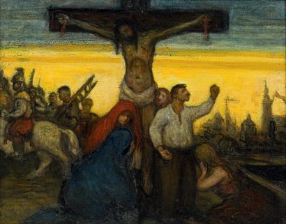 JACOB SMITS (1856-1928) Le calvaire
Huile sur toile.
H_40 cm L_50 cm

Provenance:...