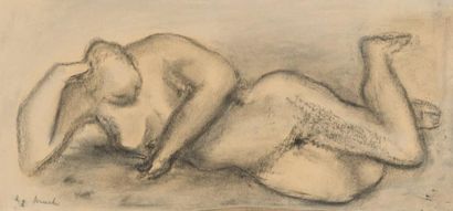 CONSTANT PERMEKE (1886 - 1952) Nu allongé, 1934
Fusain et aquarelle sur papier.
Signé...