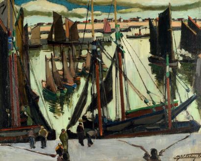 MÉDARD VERBURGH (1886-1957) Le port d'Ostende, 1924
Huile sur toile.
Signée en bas...