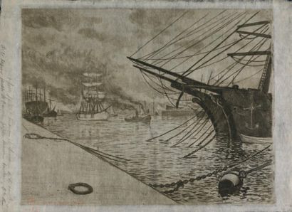 Théo Van RYSSELBERGHE (1862-1926) Fiume, le port
Eau forte sur papier-tissu japon.
Dédicacée...