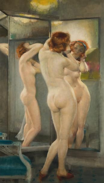 Charles WATELET (1867-1954) Nue aux miroirs
Huile sur toile.
Signée en bas à gauche.
H_138...