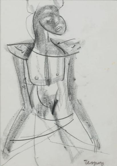 Floris JESPERS (1889-1965) Femme africaine
Crayon sur papier.
Signé en bas à droite.
H_19...