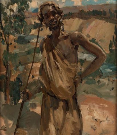 Clément SERNEELS (1912 - 1991) Troupeau de vaches dans les collines du Ruanda, 1943
Huile...