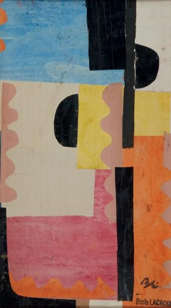 Boris Jean LACROIX (1902-1984) Composition abstraite, circa 1930
Aquarelle et collage...
