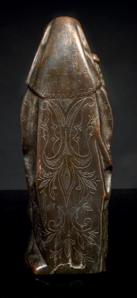 null Importante sainte Anne Trinitaire en bronze à patine sombre, fonte creuse. Debout,...