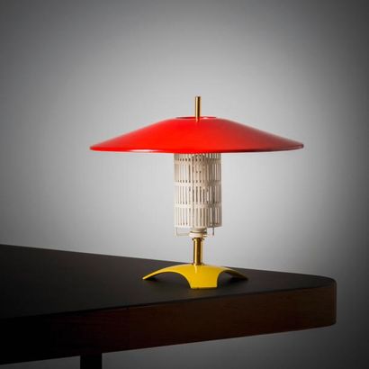 STILNOVO (FONDÉ PAR BRUNO GATTA EN 1946) 
Lampe de table Métal laqué tricolore et...
