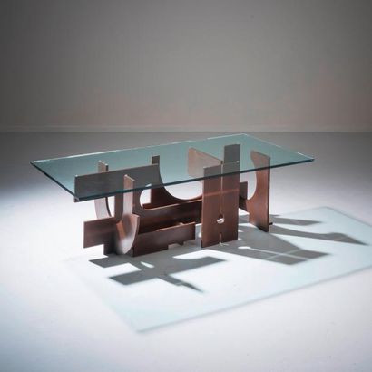 FRANCESCO MARINO DI TEANA (1920-2012) 
Table basse «Cité Avenir»
Acier verni à patine...