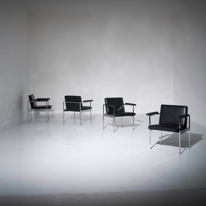 GEORGE NELSON (1908-1986) États-Unis Suite de quatre fauteuils modèle «N° 5772» Métal...