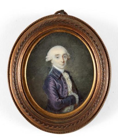 LOUIS-MARIE SICARD DIT «SICARDI» (1743-1825) Portrait d'homme en habit de soie mauve.

Miniature...