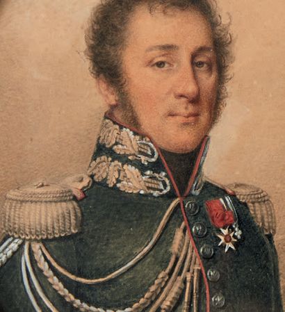 MADEMOISELLE JASER (1782- 1873) Portrait du marquis d'Agrain en grand uniforme de...
