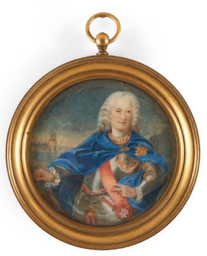 École FRANÇAISE du XVIIIe siècle Portrait du duc de Penthièvre en amiral de la flotte.

Miniature...