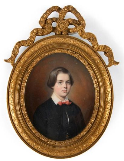 EDME ROUSSEAU (ACTIF ENTRE 1826-1843) Portrait de jeune garçon au noeud papillon...