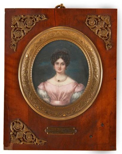 École Française du XIXe siècle Portrait de Zoé Chambion épouse de Barthélémy Colin.

Miniature...