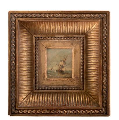 THÉDORE GUDIN (1802-1880) Marine.

Huile sur panneau de bois signée à droite.

H_6...