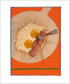Martial Raysse (Né en 1936) J'aime beaucoup ce tableau, OEuf et Bacon, 1963
Technique...