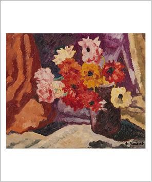 Louis VALTAT (1869-1952) Bouquet d'anémones aux tentures, vers 1925 Huile sur toile....