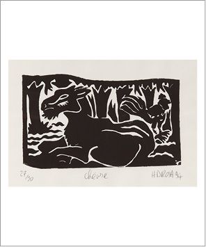 Hervé DIROSA (né en 1959) Chèvre, 1994
Gravure.
Signée et datée en bas à droite.
Titrée...
