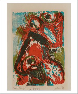 Asger JORN (1914-1973) Sans titre, 1971 (van de Loo 404)
Bois gravé en couleurs
Signé...