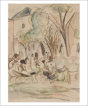 Jules PASCIN (1885-1930) Scéne de village
Aquarelle et crayon sur papier.
Signé en...