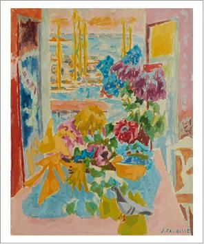 Jules CAVAILLES (1901-1977) Intérieur bleu
Huile sur toile.
Signée en bas à droite.
Oil...