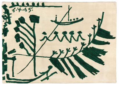 PABLO PICASSO (1881-1973) Sea View Tapis en laine. Signé au dos. Marie Cuttoli et...