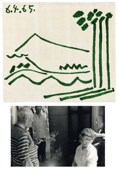 PABLO PICASSO (1881-1973) Untitled Tapis en laine. Signé au dos. Marie Cuttoli et...