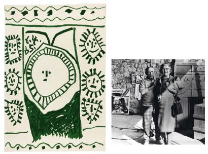 PABLO PICASSO (1881-1973) Faces Tapis en laine. Signé au dos. Marie Cuttoli et Lucie...