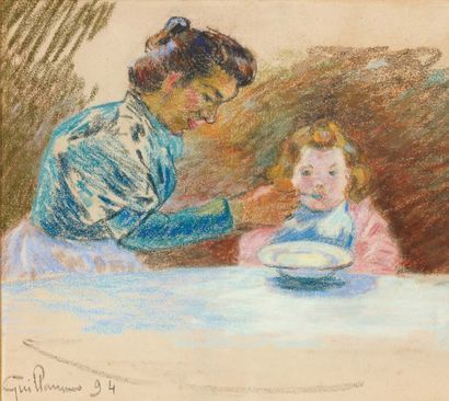 ARMAND GUILLAUMIN (1840-1927) Madame Guillaumin et sa fille Marguerite, 1894 Pastel...