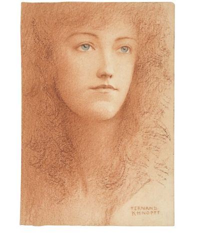 FERNAND KHNOPFF (1858-1921) Etude anglaise, Portrait présumé d'Elise Marquet, circa...