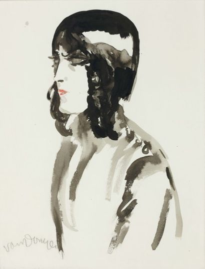 KEES VAN DONGEN (1877-1968) Svata Zapletal de profil Encre de chine et aquarelle...