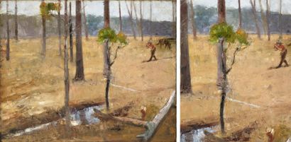 GUILLAUME VAN STRYDONCK (1861-1937) Dessous de bois en Floride, 1887 Huile sur toile...