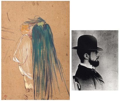 HENRI DE TOULOUSE-LAUTREC (1864-1901) Jour de sortie, 1893 Huile sur carton. Cachet...