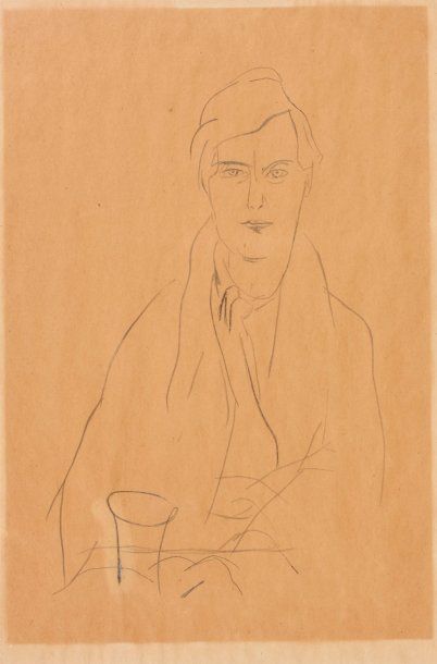 AMEDEO MODIGLIANI (1884-1920) Autoportrait, 1910 Dessin au crayon sur papier. H_38...