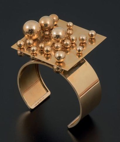 POL BURY (BELGIQUE 1922-2005) 
Bracelet “Miroir d'encre”, 1968
Or 750
Poinçon Gem
Signé...