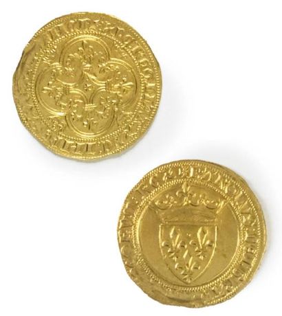 null CHARLES VI (1380-1422)
Ecu d'or à la couronne.
Trace de monture.